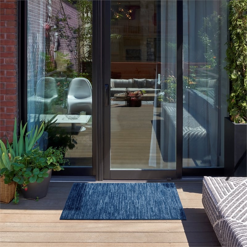 Nourison Essentials 2' x 4' Navy Blue Fabric Outdoor Area Rug (2' x 4')