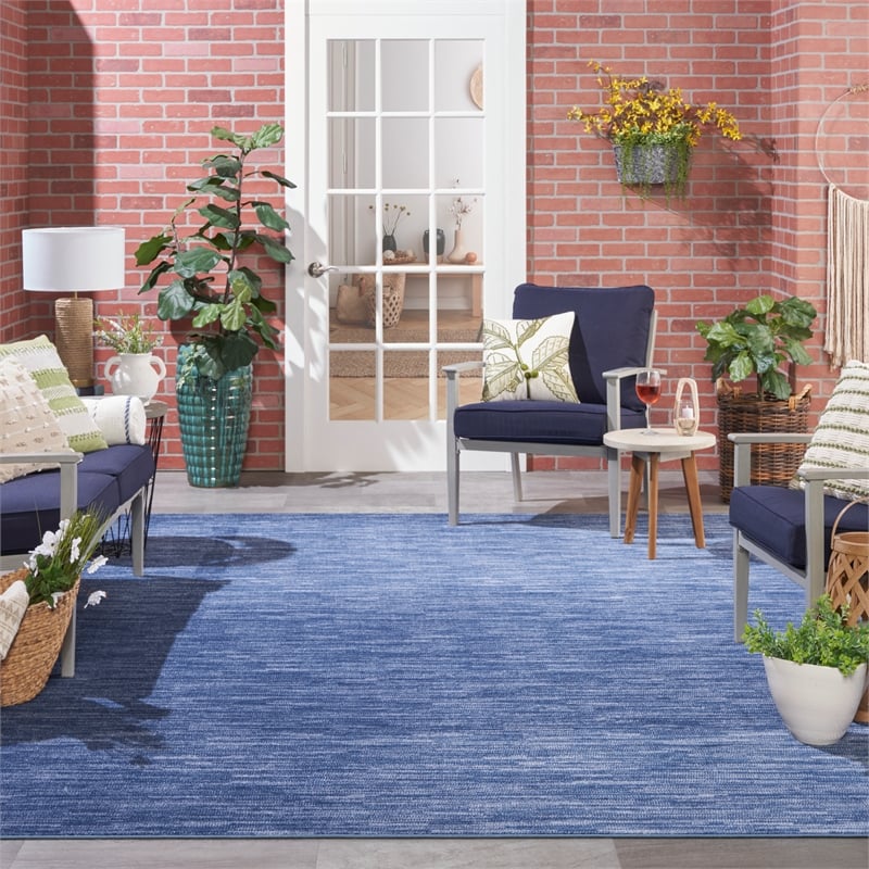 Nourison Essentials 12' x 15' Navy Blue Fabric Outdoor Area Rug