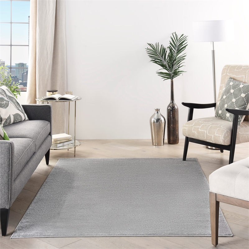 Nourison Essentials 5' x 8' Silver Gray Fabric Outdoor Area Rug (5' x 8')