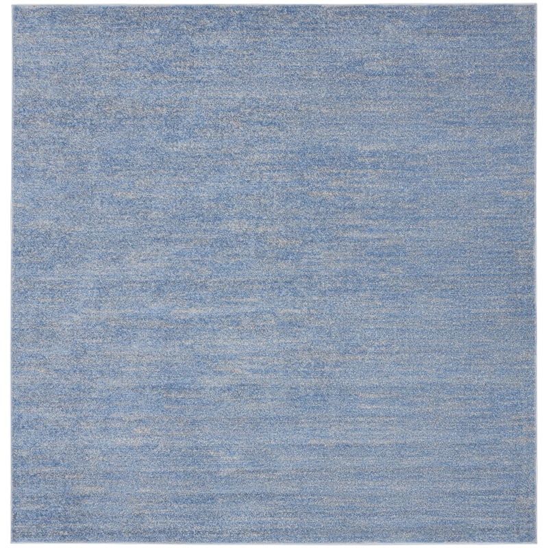 Nourison Essentials 5' x Square Blue Gray Fabric Outdoor Area Rug (5' Square)