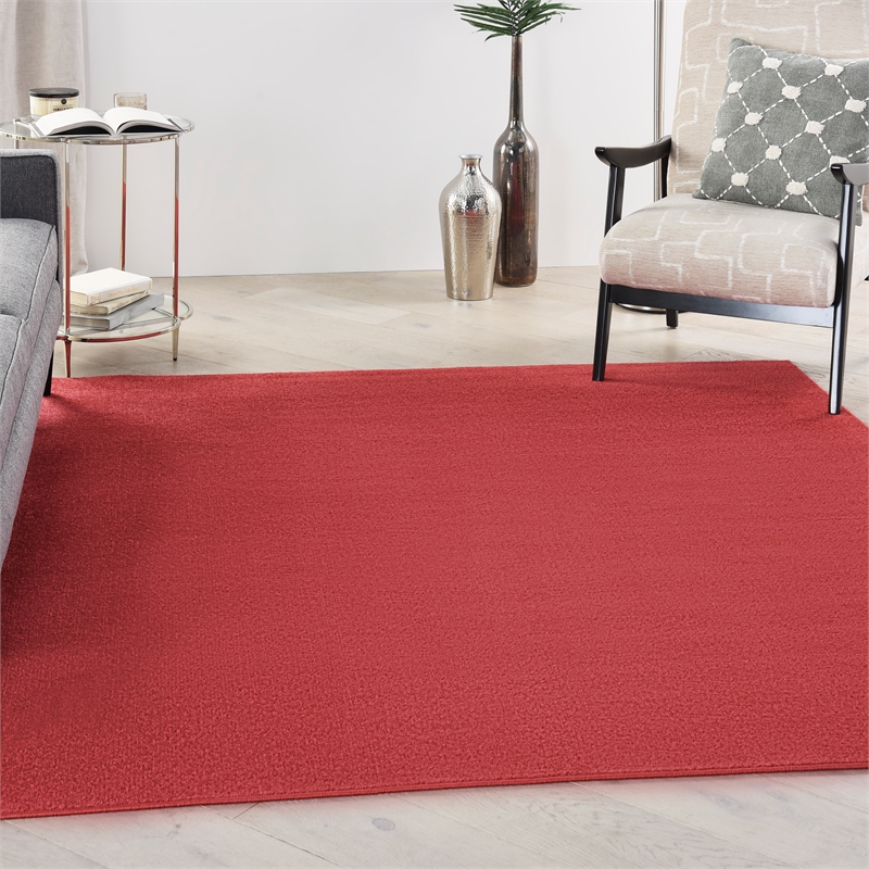 Nourison Essentials 7' x Square Brick Red Fabric Outdoor Area Rug (7' Square)