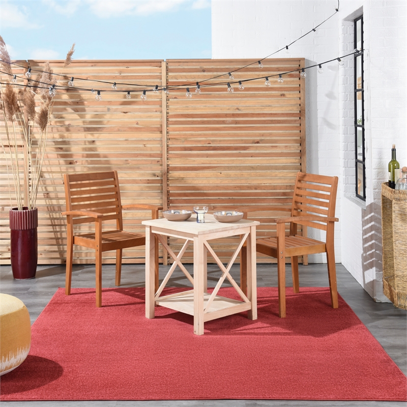 Nourison Essentials 7' x Square Brick Red Fabric Outdoor Area Rug (7' Square)
