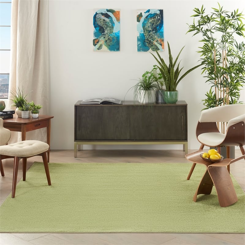 Nourison Essentials 7' x Square Green Fabric Outdoor Area Rug (7' Square)