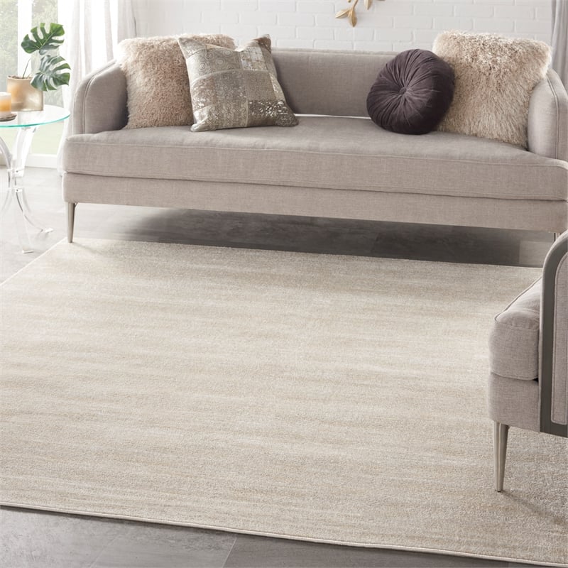 Nourison Essentials 7' x Square Ivory Beige Fabric Outdoor Area Rug (7' Square)
