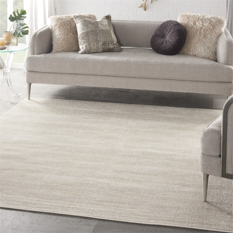 Nourison Essentials 7' x Square Ivory Beige Fabric Outdoor Area Rug (7' Square)