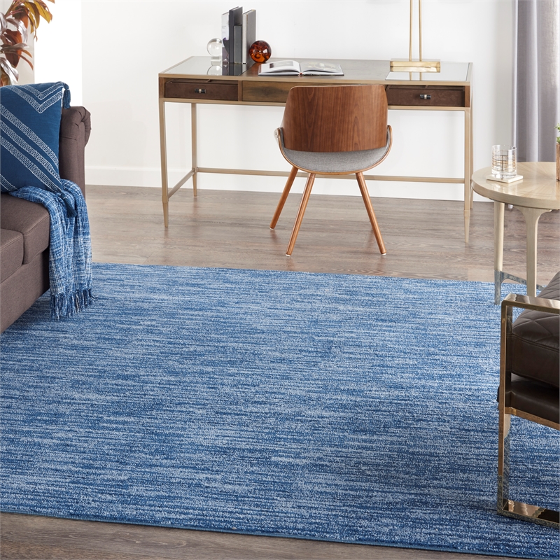 Nourison Essentials 7' x Square Navy Blue Fabric Outdoor Area Rug (7' Square)