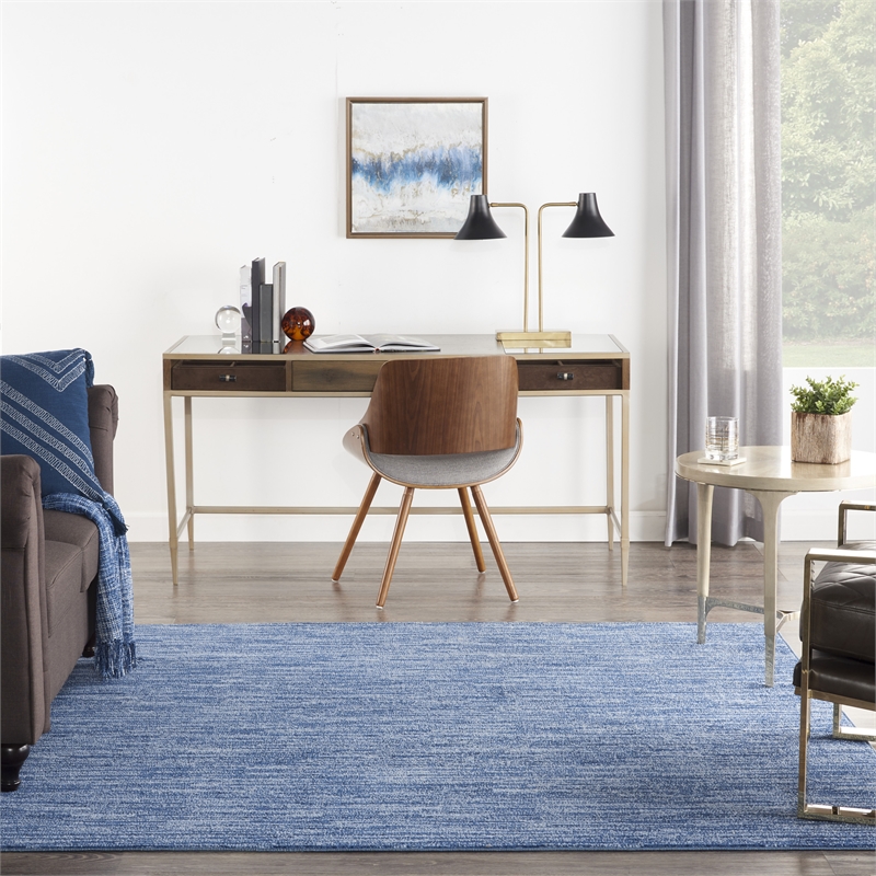 Nourison Essentials 7' x Square Navy Blue Fabric Outdoor Area Rug (7' Square)