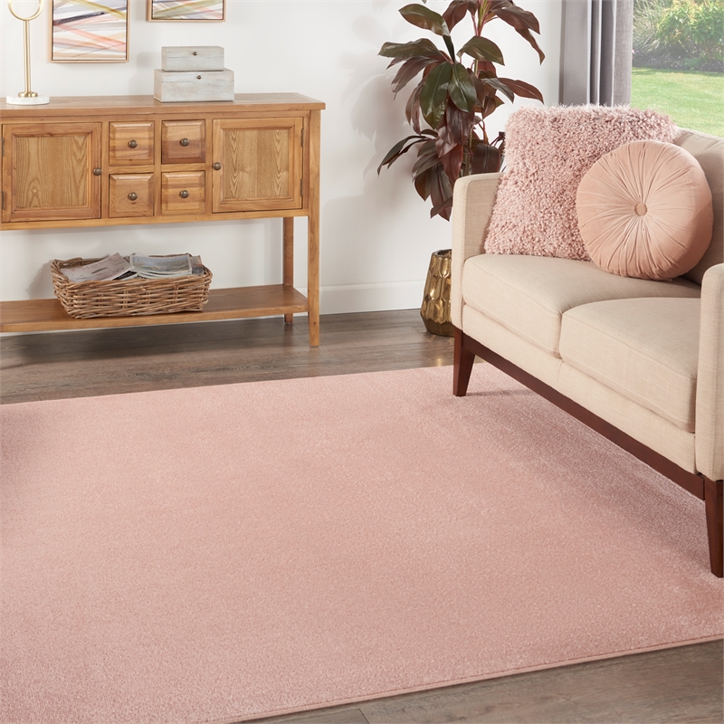 Nourison Essentials 7' x Square Pink Fabric Outdoor Area Rug (7' Square)