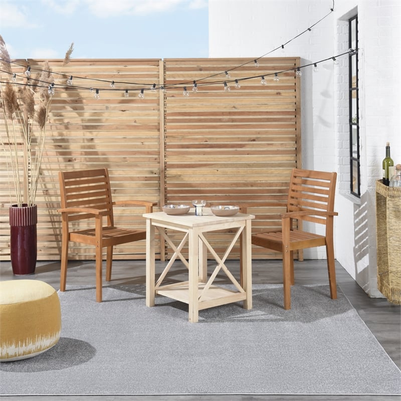 Nourison Essentials 7' x Square Silver Gray Fabric Outdoor Area Rug (7' Square)
