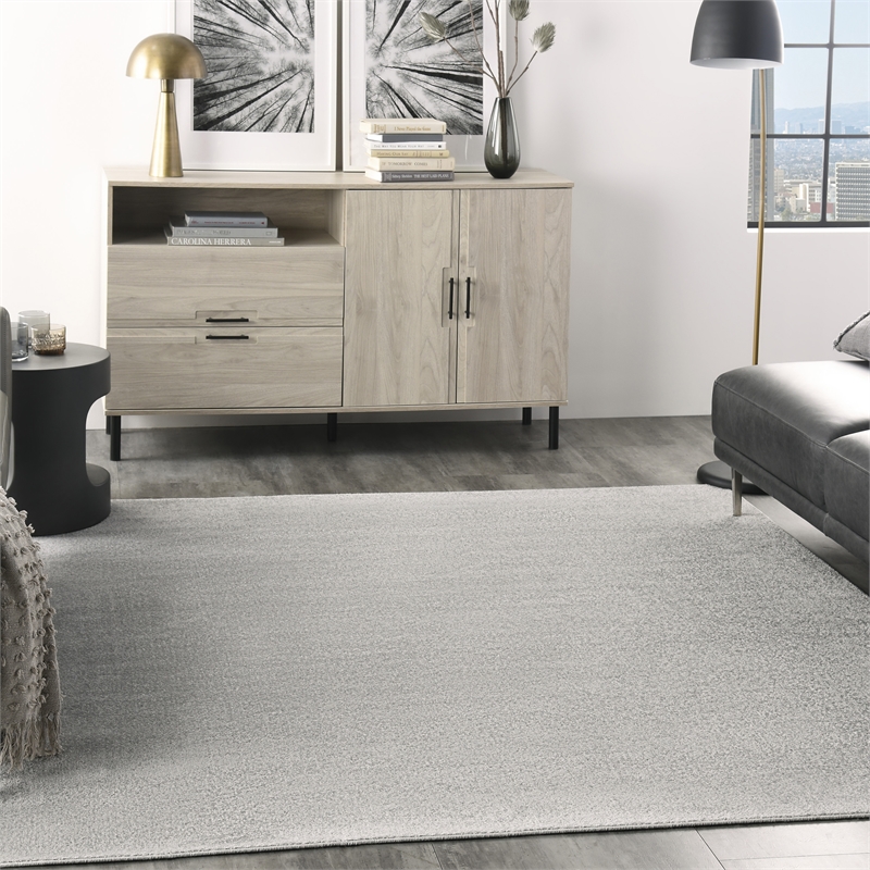 Nourison Essentials 7' x Square Silver Gray Fabric Outdoor Area Rug (7' Square)