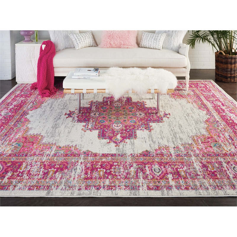Nourison Passion 10' x 14' Pink and White Fabric Bohemian Area Rug (10' x 14')