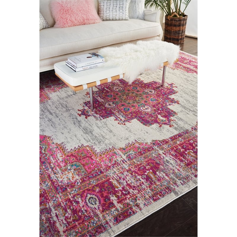 Nourison Passion 10' x 14' Pink and White Fabric Bohemian Area Rug (10' x 14')
