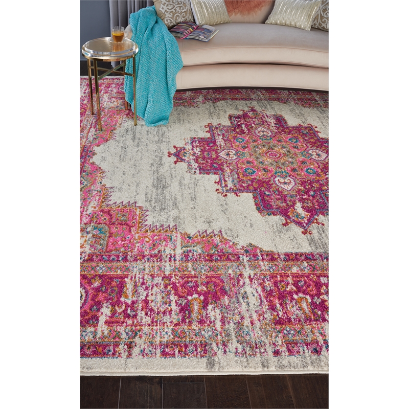 Nourison Passion 10' x 14' Pink and White Fabric Bohemian Area Rug (10' x 14')