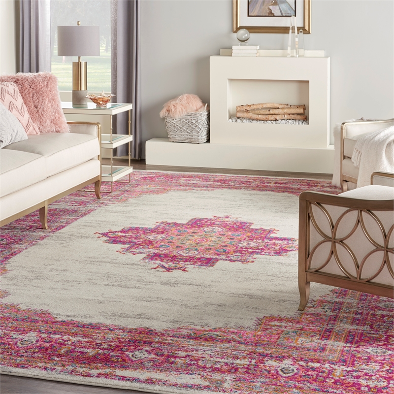 Nourison Passion 10' x 14' Pink and White Fabric Bohemian Area Rug (10' x 14')