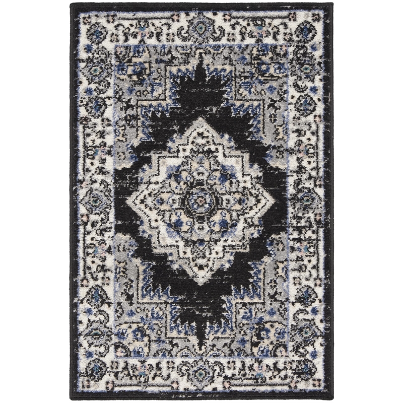 Nourison Passion 2' x 3' Black Ivory Fabric Vintage Area Rug (2' x 3')