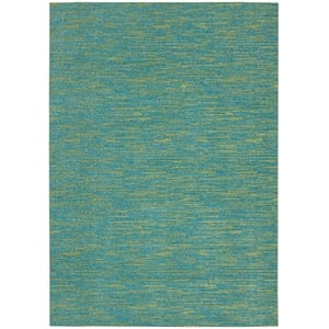 Nourison Essentials 4' x 6' Blue Green Fabric Outdoor Area Rug (4' x 6')
