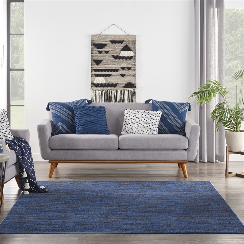 Nourison Essentials 5' x square Midnight Blue Outdoor Indoor/Outdoor Rug