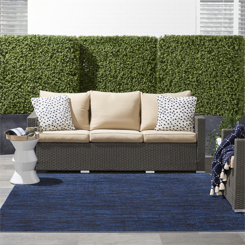 Nourison Essentials 5' x square Midnight Blue Outdoor Indoor/Outdoor Rug