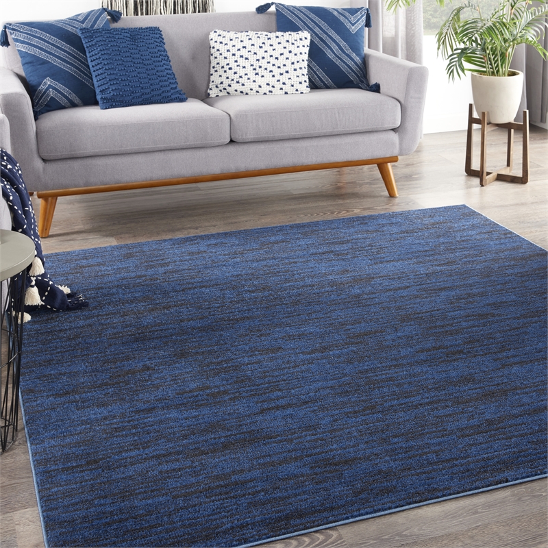 Nourison Essentials 5' x square Midnight Blue Outdoor Indoor/Outdoor Rug