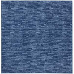 nourison essentials 5' x square navy blue outdoor indoor/outdoor rug