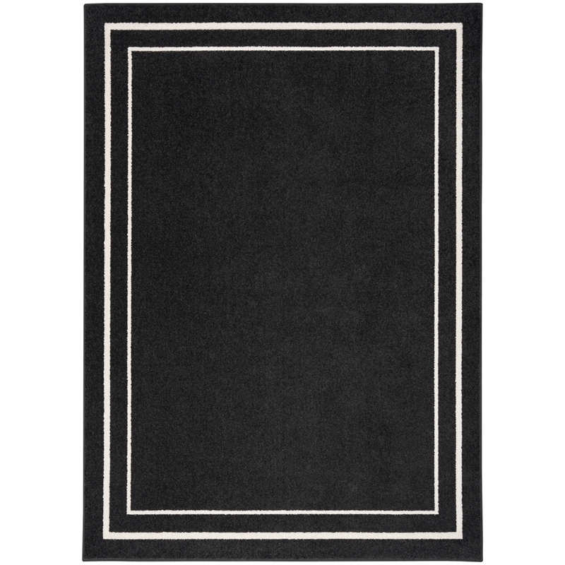 Nourison Essentials 6' x 9' Black Ivory Fabric Contemporary Area Rug
