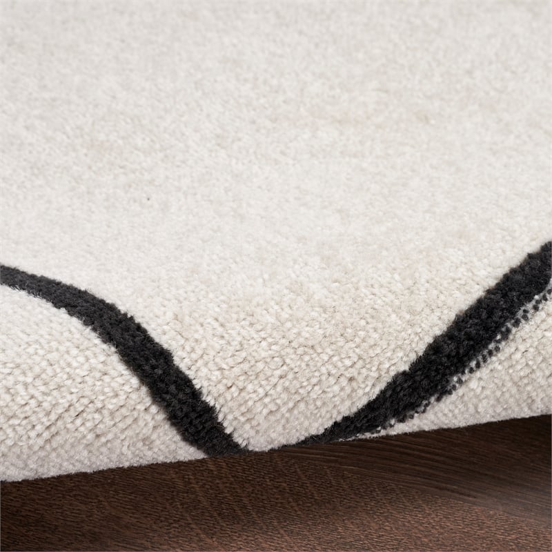 Nourison Essentials 4' x 6' Ivory Black Fabric Contemporary Area Rug (4' x 6')