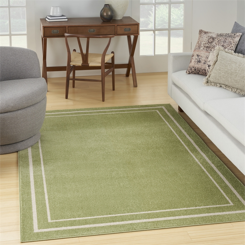 Nourison Essentials 6' x 9' Green Ivory Contemporary Rug Polypropylene