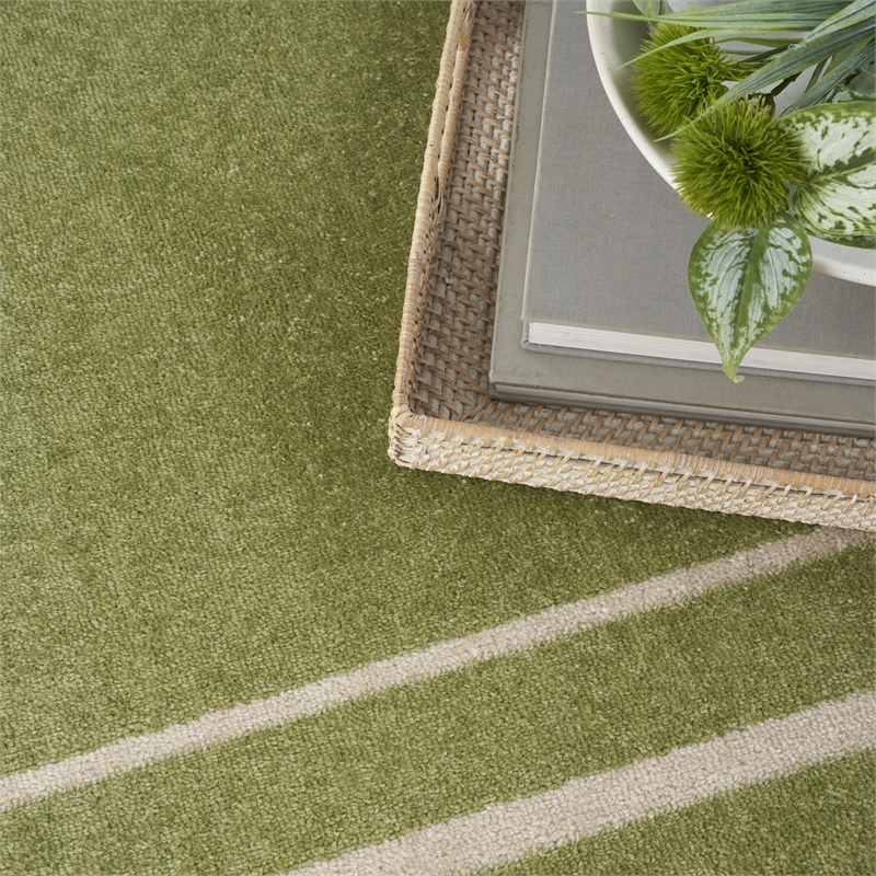 Nourison Essentials 6' x 9' Green Ivory Contemporary Rug Polypropylene