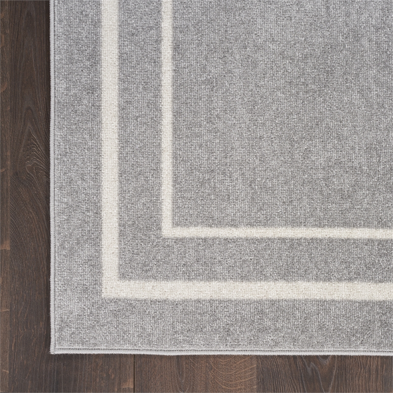 Nourison Essentials 6' x 9' Grey/Ivory Contemporary Rug Polypropylene
