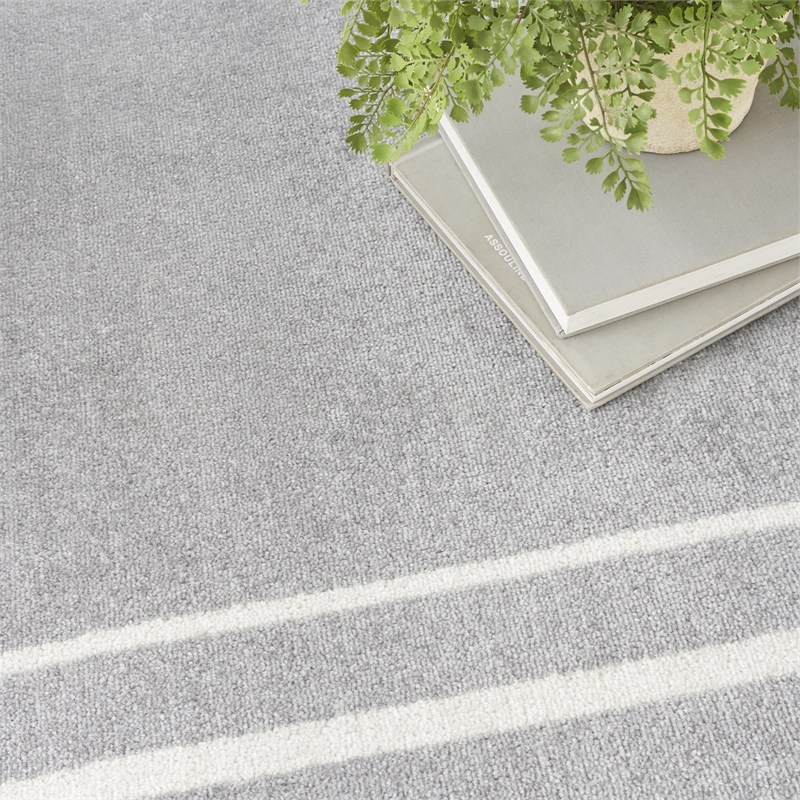 Nourison Essentials 6' x 9' Grey/Ivory Contemporary Rug Polypropylene