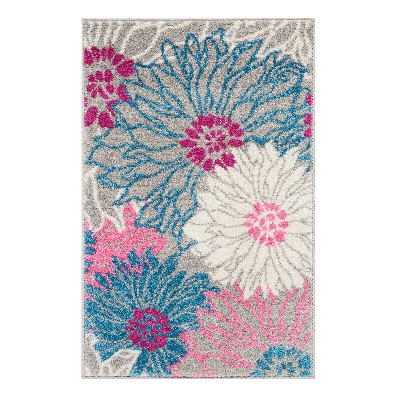 Nourison Passion 2' x 3' Pink and Gray Fabric Contemporary Area Rug (2' x 3')