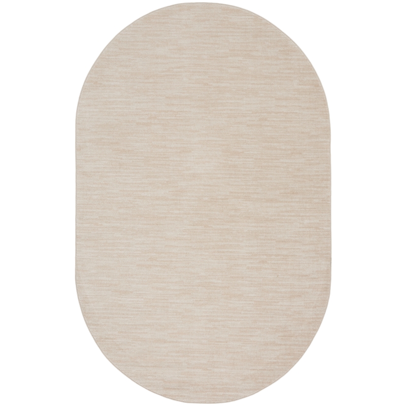 Nourison Essentials 6' x 9' Oval Ivory Beige Fabric Outdoor Area Rug (9' Oval)