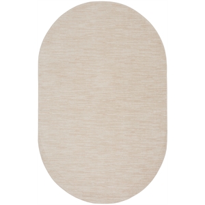 Nourison Essentials 6' x 9' Oval Ivory Beige Fabric Outdoor Area Rug (9' Oval)