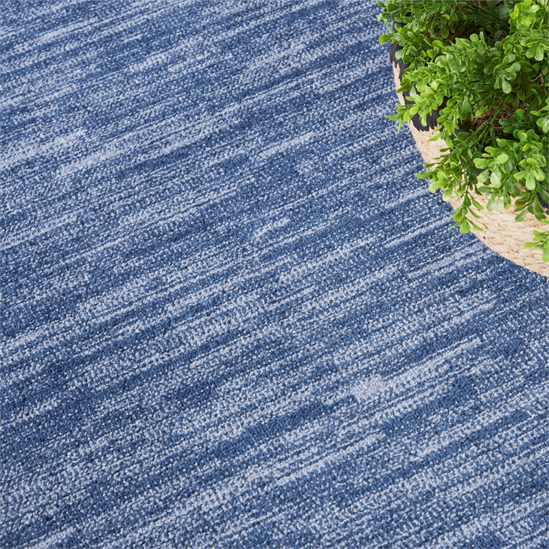 Nourison Essentials 6' x 9' Oval Navy Blue Fabric Outdoor Area Rug (9' Oval)