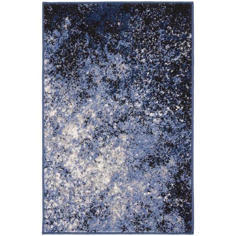 Nourison Passion 2' x 3' Light Blue Black Fabric Modern Area Rug (2' x 3')
