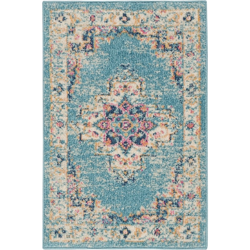 Nourison Passion 2' x 3' Light Blue Fabric Bohemian Area Rug (2' x 3')