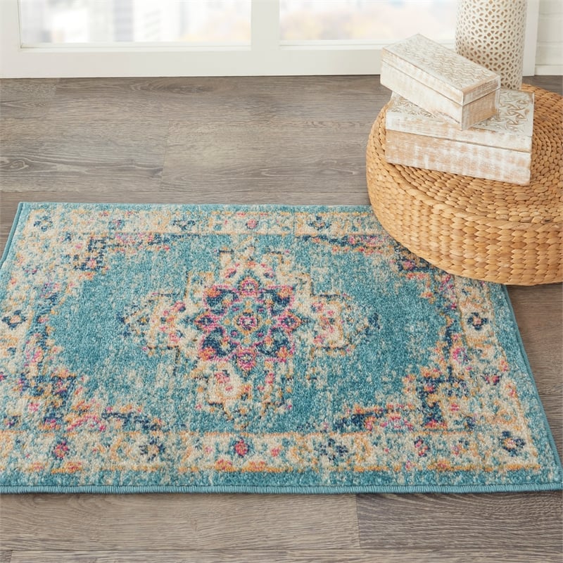Nourison Passion 2' x 3' Light Blue Fabric Bohemian Area Rug (2' x 3')