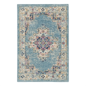 Nourison Passion 2' x 3' Light Blue Fabric Bohemian Area Rug (2' x 3')