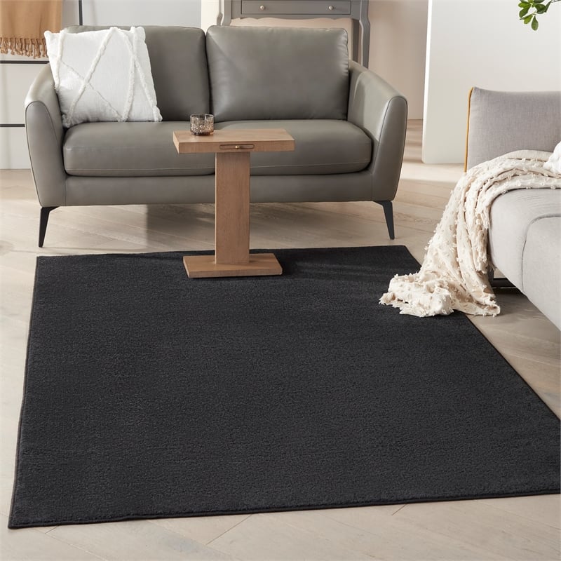Nourison Essentials 5' x 7' Black Fabric Outdoor Area Rug (5' x 7')