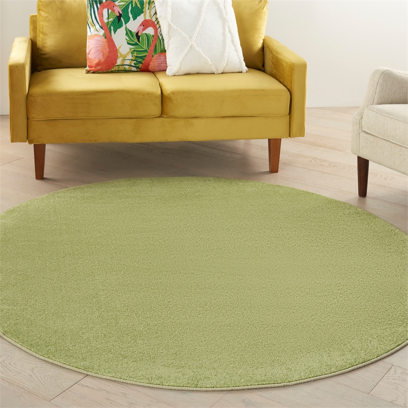 Nourison Essentials 6' x Round Green Fabric Outdoor Area Rug (6' Round)