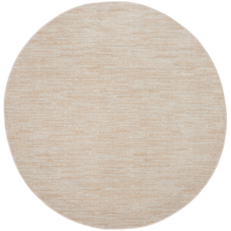 Nourison Essentials 6' x Round Ivory Beige Fabric Outdoor Area Rug (6' Round)