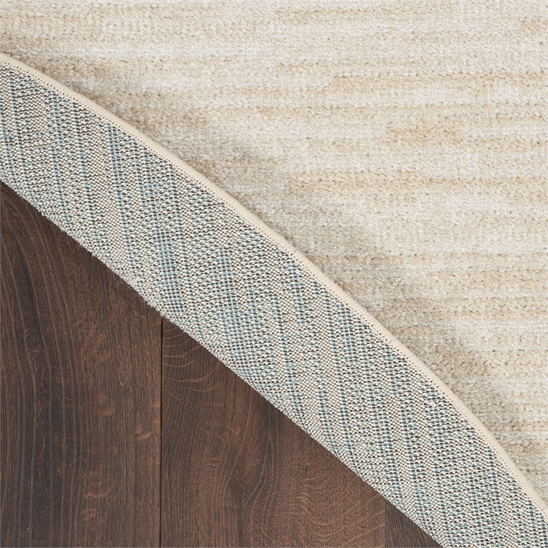 Nourison Essentials 6' x Round Ivory Beige Fabric Outdoor Area Rug (6' Round)