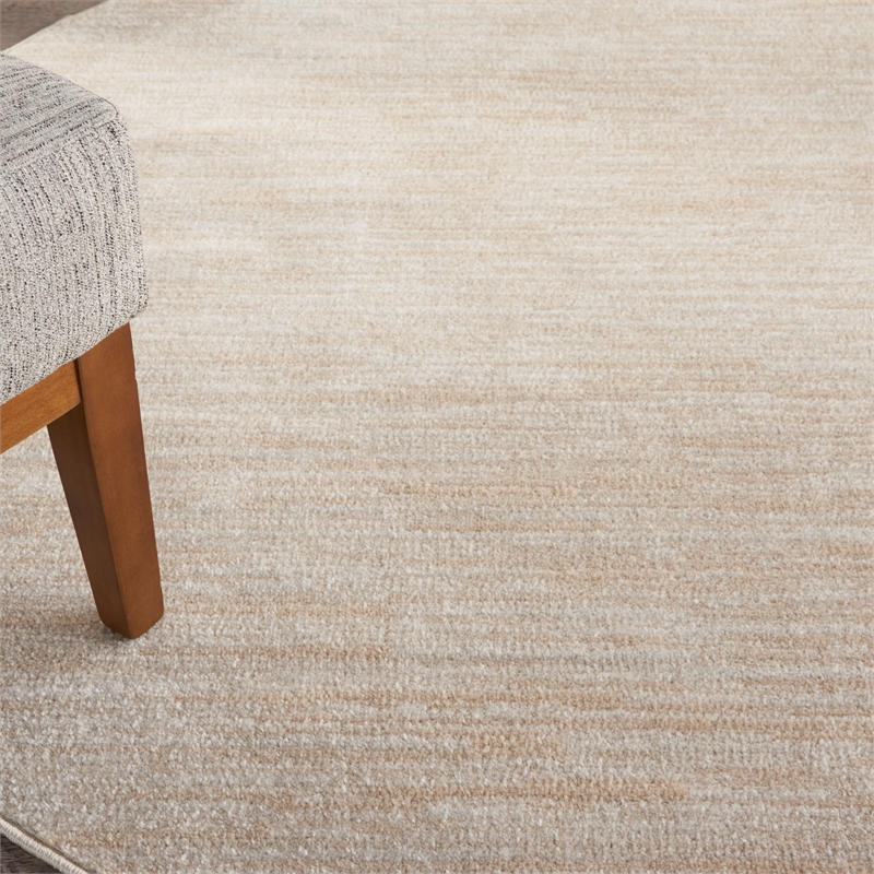 Nourison Essentials 6' x Round Ivory Beige Fabric Outdoor Area Rug (6' Round)