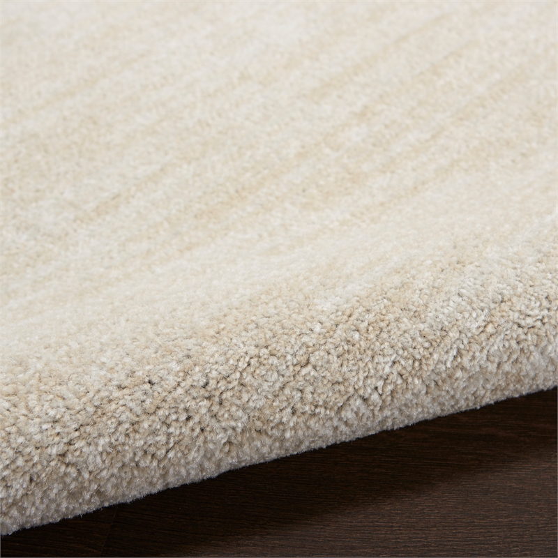 Nourison Essentials 6' x Round Ivory Beige Fabric Outdoor Area Rug (6' Round)