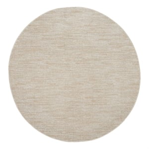 Nourison Essentials 6' x Round Ivory Beige Fabric Outdoor Area Rug (6' Round)