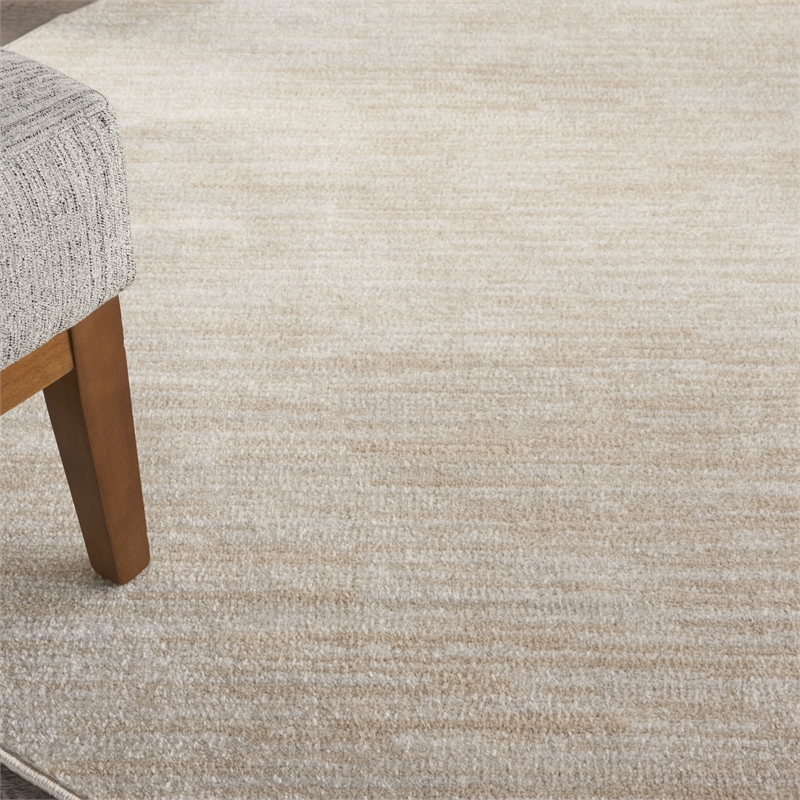 Nourison Essentials 6' x Round Ivory Beige Fabric Outdoor Area Rug (6' Round)