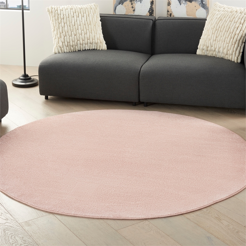 Nourison Essentials 6' x Round Pink Fabric Outdoor Area Rug (6' Round)