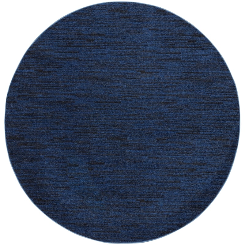Nourison Essentials 8' x Round Midnight Blue Fabric Outdoor Area Rug (8' Round)