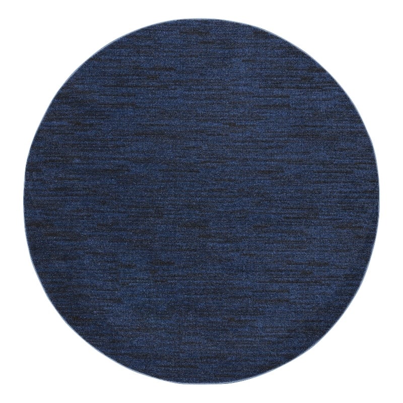 Nourison Essentials 8' x Round Midnight Blue Fabric Outdoor Area Rug (8' Round)