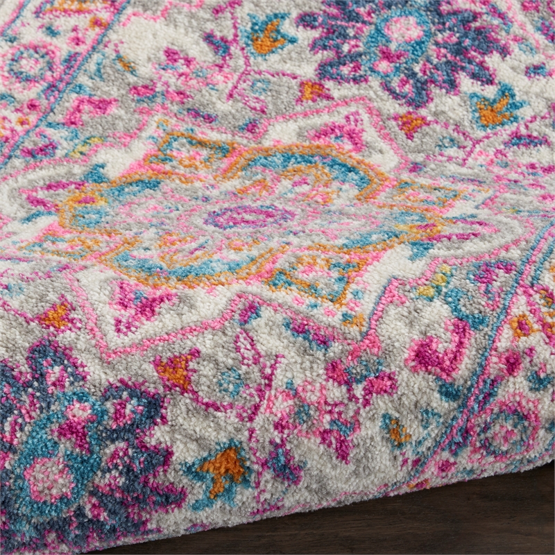 Nourison Passion 2' x 3' Gray and Pink Fabric Bohemian Area Rug (2' x 3')